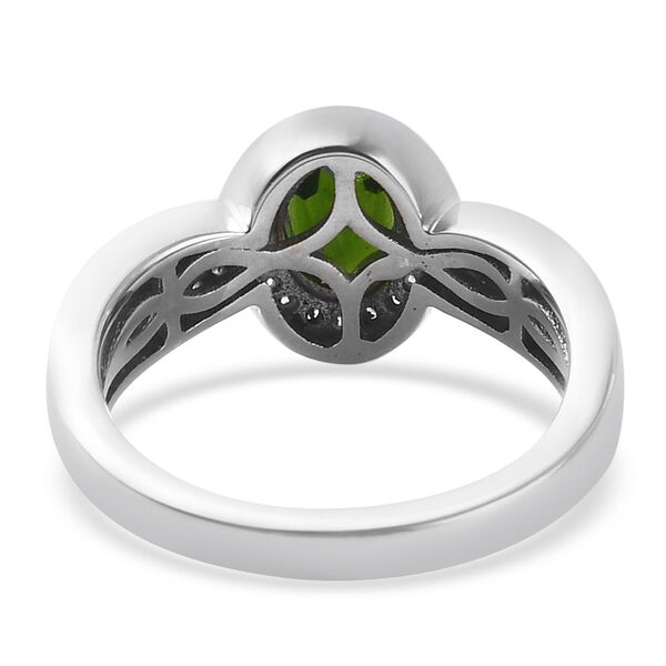 Nat&uuml;rlicher Chromdiopsid und Zirkon Halo Ring 925 Silber platiniert  ca. 0,99 ct image number 6