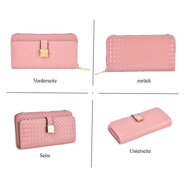 CLOSE OUT - gewebte Crossbody Tasche, Multif&auml;cher, Rosa image number 4