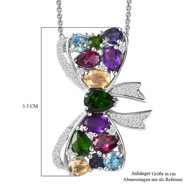 Nat&uuml;rlicher Chromdiopsid, Rhodolith Granat Anh&auml;nger mit Kette, 925 Silber rhodiniert ca. 5,01 ct. image number 6