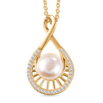 EVER TRUE S&uuml;&szlig;wasser Perle (9-9.5 mm), Wei&szlig;er Zirkon Schmuckset ca. 50 cm