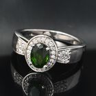 Natürlicher Chromdiopsid und Zirkon Halo Ring 925 Silber platiniert  ca. 0,99 ct image number 1