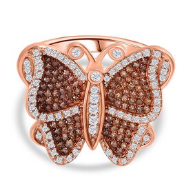 GP Kollektion Weißer Diamant Ring 925 Silber Roségold Vermeil (Größe 18.00) ca. 0.75 ct