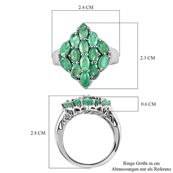 Kagem sambischer Smaragd-Ring, 925 Silber platiniert  ca. 3,29 ct image number 6