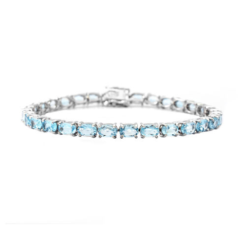 Himmelblaues Topas-Armband, ca. 20 cm, 925 Silber platiniert ca. 16,96 ct image number 0