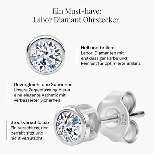 LUXURIANT DIAMOND- SGL zertifizierte VS-GH Labor Diamant Ohrringe in rhodiniertem 925 Silber - 0,50 ct. image number 2