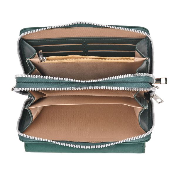 Crossbody-Tasche mit RFID-Schutz und Muster-Schulterriemen, 19x6x11 cm, Grün image number 6