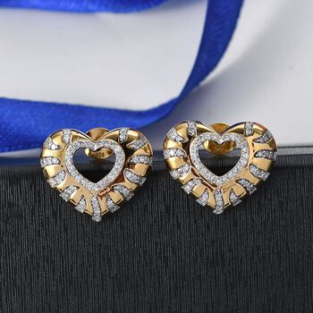 LUXURIANT SI Labor Diamant Ohrringe, 925 Silber mit 750 Gelbgold Vermeil - 0,50 ct.