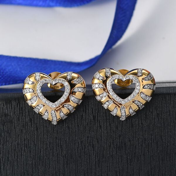 LUXURIANT SI Labor Diamant Ohrringe, 925 Silber mit 750 Gelbgold Vermeil - 0,50 ct. image number 1