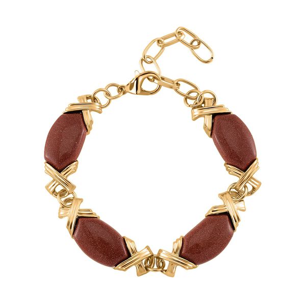 Sonnenstein Armband, ca. 15.25 cm + 5 cm Extender, gelb vergoldet ca. 65.00 ct