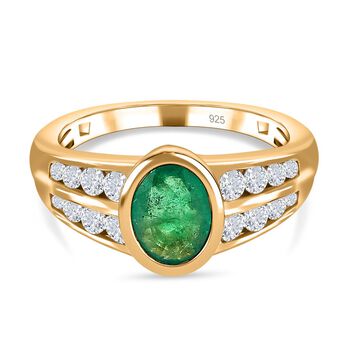 Kagem sambischer Smaragd und Zirkon-Ring - 2,05 ct.