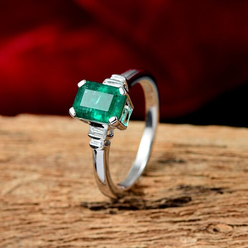 Rhapsody AAAA Gemfields Kagem Sambischer Smaragd, Diamant VS-EF Ring 950 Platin (Größe 17.00) ca. 1.81 ct image number 1