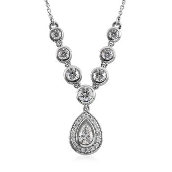 LUSTRO STELLA Hergestellt mit Feinster ZIRKONIA Halskette ca. 45 cm lange 925 Silber platiniert 5.46 ct