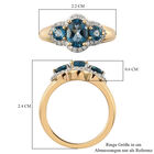 London Blau Topas und Zirkon Ring 925 Silber vergoldet  ca. 1,54 ct image number 6