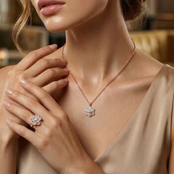 LUXURIANT DIAMOND- SI Labor Diamant Ring und Anh&auml;nger mit 45cm Kette