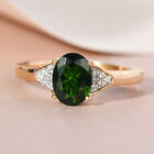Natürlicher Chromdiopsid und Zirkon Ring 925 Silber vergoldet image number 1