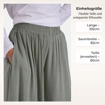 Gesmokte Taillen-Culottes, locker, bequem, elastischer Bund, Einheitsgr&ouml;&szlig;e, Gr&uuml;n