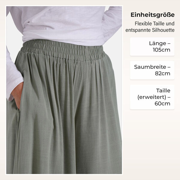 Gesmokte Taillen-Culottes, locker, bequem, elastischer Bund, Einheitsgröße, Grün image number 4