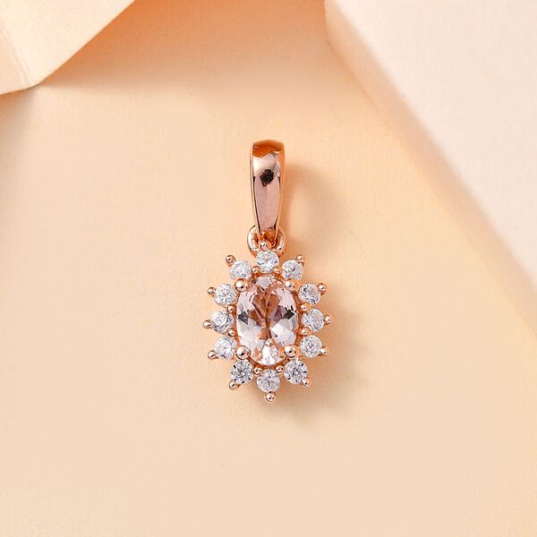 AA Morganit und wei&szlig;er Zirkon Anh&auml;nger, ca. 0,67 ct. image number 2