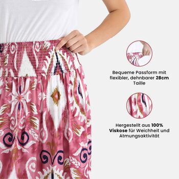 Maxirock mit ethnischem Muster, elastischer Bund, 91&times;28 cm, Rosa