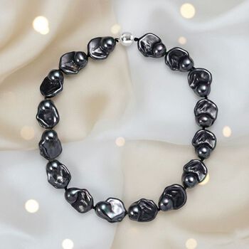 Pfaufarbene Fancy Muschelkernperle 50cm Halskette