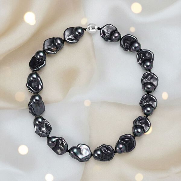 Pfaufarbene Fancy Muschelkernperle 50cm Halskette image number 2