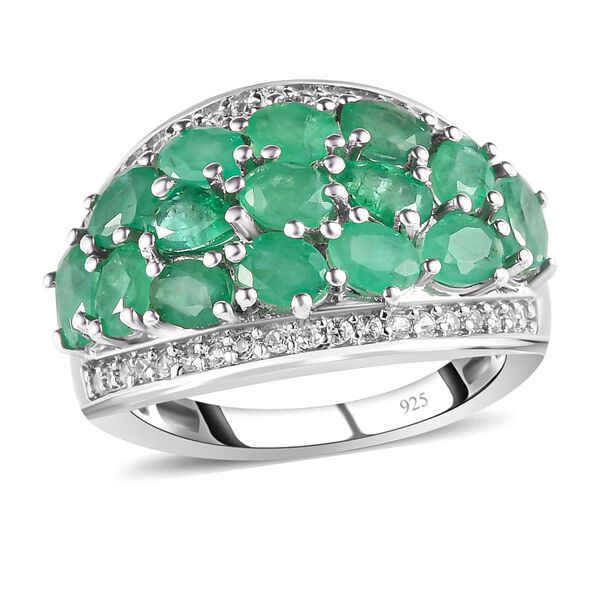 Kagem sambischer Smaragd und Zirkon-Cluster-Ring - 4,10 ct. image number 4