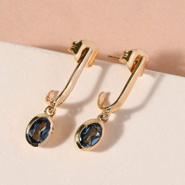 London Blau Topas Ohrhänger 925 Silber vergoldet ca. 1,02 ct  image number 2