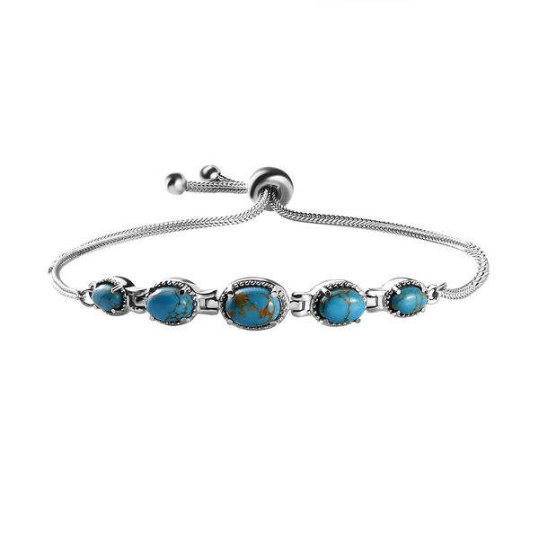 Blaues Mojave T&uuml;rkis Armband, ca. 26.75 cm, Ionenbeschichteter Stahl ca. 3.87 ct