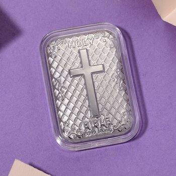 999 Platin-Folie mit Bibel-Motiv, 300mg, 3,1x4,5cm