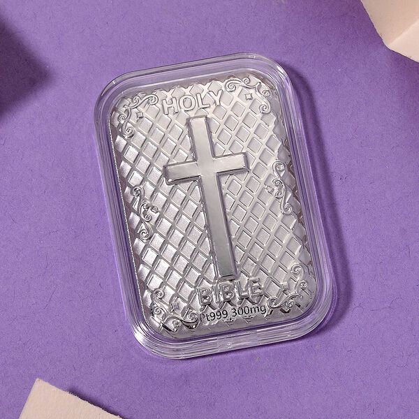 999 Platin-Folie mit Bibel-Motiv, 300mg, 3,1x4,5cm image number 1