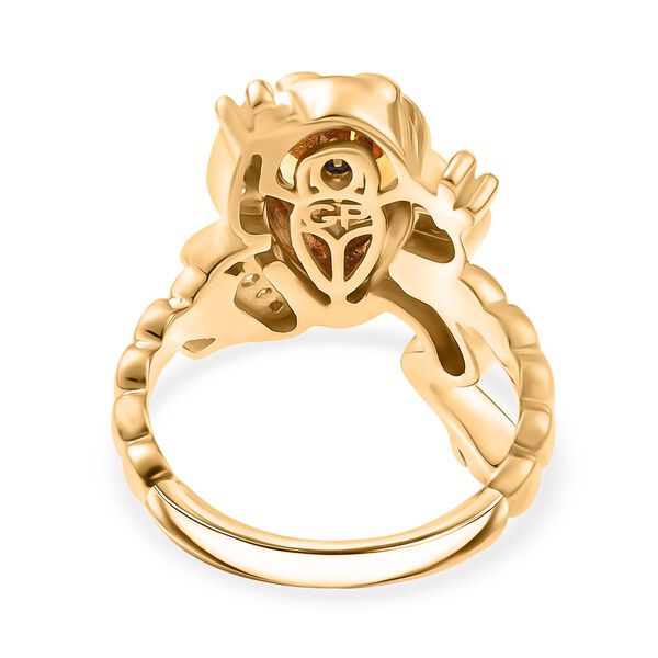 GP - Serra Gaucha Citrin, Weißer Zirkon Ring 925 Silber 750 Gelbgold Vermeil (Größe 21.00) ca. 1,86 ct image number 6