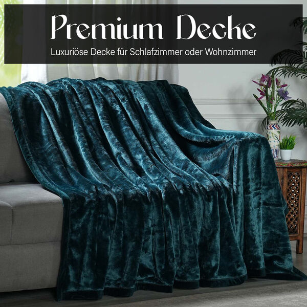 Premium Kuscheldecke aus 100% Mikrofaser, 450 gsm, Größe: 150x220 cm, blaugrün image number 10