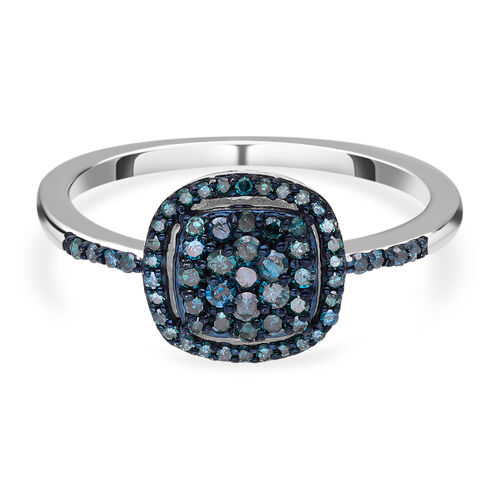 Blauer Diamant P3 Ring, 925 Silber platiniert (Größe 17.00) ca. 0,50 ct image number 0