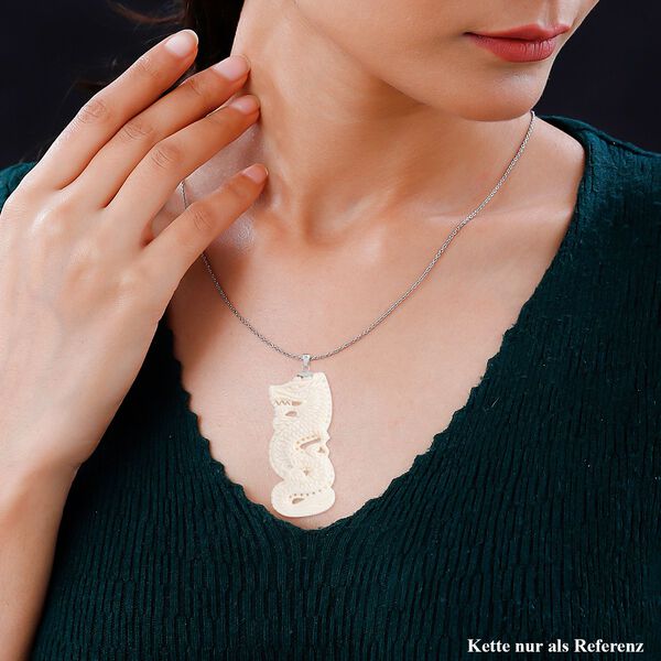 Royal Bali - Ox Bone Drachenmotiv Anhänger 925 Silber ca. 60.55 ct image number 2