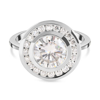 88 Facetten Moissanit-Ring, 925 Silber platiniert (Gr&ouml;&szlig;e 16.00) ca. 2,16 ct