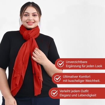 LA MAREY luxuri&ouml;ser und weicher Schal aus 100% Kaschmirwolle, 70x195 cm, Kupferrot