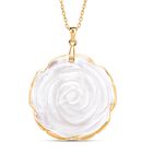 Weißer Muschelkernperlen Anhänger mit Kette im Schmuckset, Edelstahl IP-Gelbbeschichtung ca. 23.00 ct