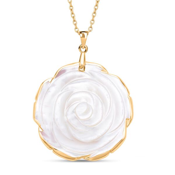 Weißer Muschelkernperlen Anhänger mit Kette im Schmuckset, Edelstahl IP-Gelbbeschichtung ca. 23.00 ct image number 0