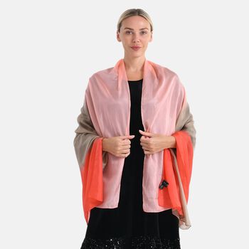 LA MAREY Signature Seidenschal aus 100% Maulbeerseide, 108 x 110 cm, Braun Rot