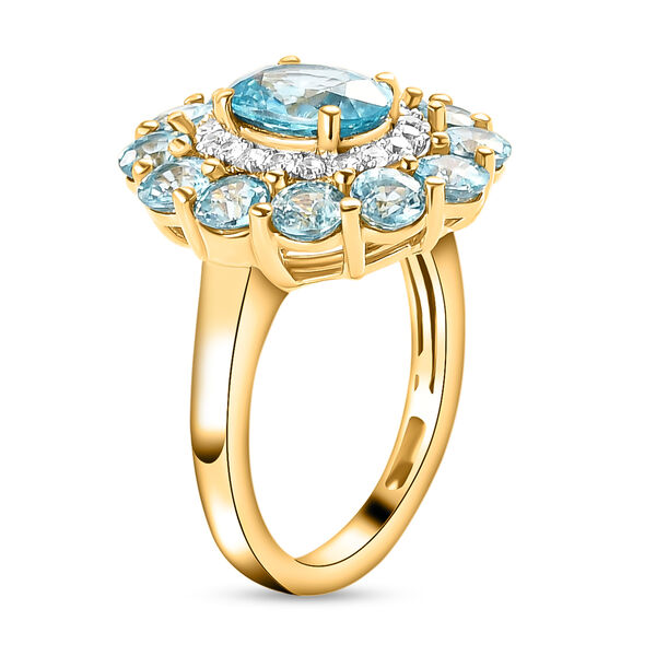 Kambodschanischer, blauer Zirkon-Ring, 925 Silber vergoldet  ca. 5,79 ct image number 5