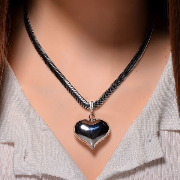 Herz Halskette in Silberton, 45+5 cm image number 2