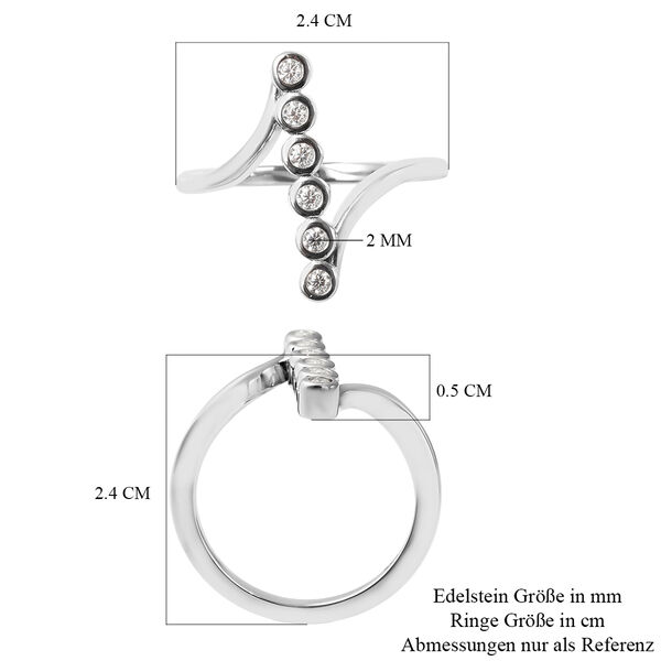 Moissanit Bypass Ring 925 Silber rhodiniert ca. 0,15 ct image number 6