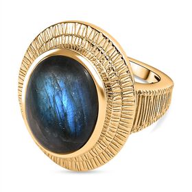 AAA Labradorit Ring 925 Silber 750 Gelbgold Vermeil (Größe 19.00) ca. 9,68 ct