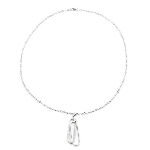 Weißer Zirkonia Anhänger mit Kette ca. 71 cm Edelstahl ca. 0,10 ct image number 0