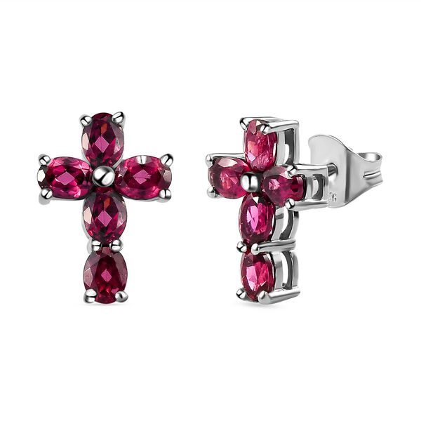 Rhodolith Granat-Ohrringe, 925 Silber platiniert ca. 2,47 ct image number 3