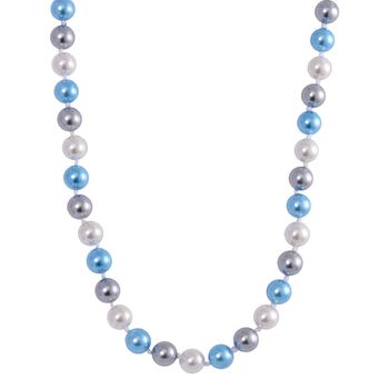 Grau, blau und wei&szlig;e Muschelkernperle (12 mm) Halskette Gr&ouml;&szlig;e ca. 50 cm mit Reiner Edelstahl Magnetverschlus