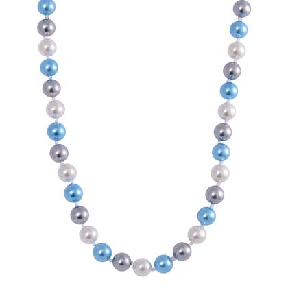 Grau, blau und wei&szlig;e Muschelkernperle (12 mm) Halskette Gr&ouml;&szlig;e ca. 50 cm mit Reiner Edelstahl Magnetverschlus