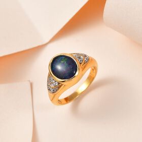 Boulder Opal Triplett und Zirkon Ring - 1,75 ct.