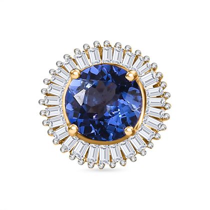 AAA Tansanit, Wei&szlig;er Diamant Anh&auml;nger 585 Gold ca. 1.06 ct