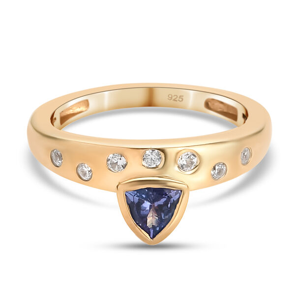 Tansanit und Zirkon Ring 925 Silber vergoldet  ca. 0,49 ct image number 0
